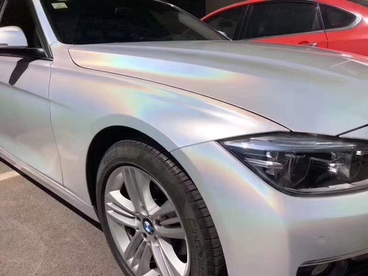 چسب مقاوم در برابر دما وینیل ماشین بسته بندی لیزری White Sparkle Car Wrap 140gsm