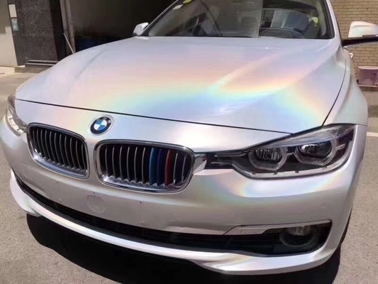 چسب مقاوم در برابر دما وینیل ماشین بسته بندی لیزری White Sparkle Car Wrap 140gsm
